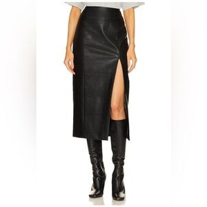 Dante Faux Leather MIDI Skirt in Black​​